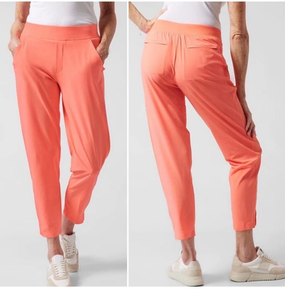 Athleta Pants Women 10 Coral Brooklyn Mid Rise Ankle City Classic Commute Casual